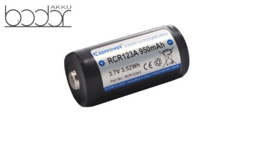 KeepPower CR123 3,7V 800mAh Li-ion akkumulátor védelemmel 31mm