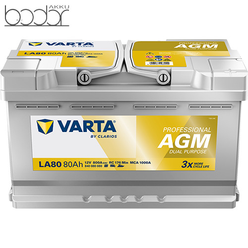 VART AGM LA80 12V 80Ah/800A Autó AkkumulátorJobb+