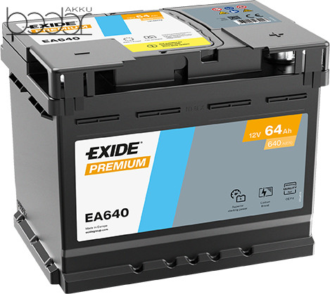 Exide Prémium EA640 12V 64Ah/640A autó akkumulátor