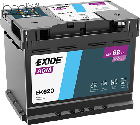 Exide AGM START-STOP 12V 62Ah 680A