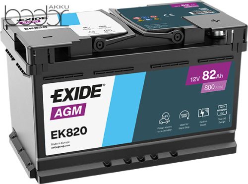 Exide AGM Start-Stop 12V 82Ah 800A