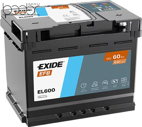 Exide EFB Stop-Start EL600 12V 60Ah/640A start/stop autó akkumulátor